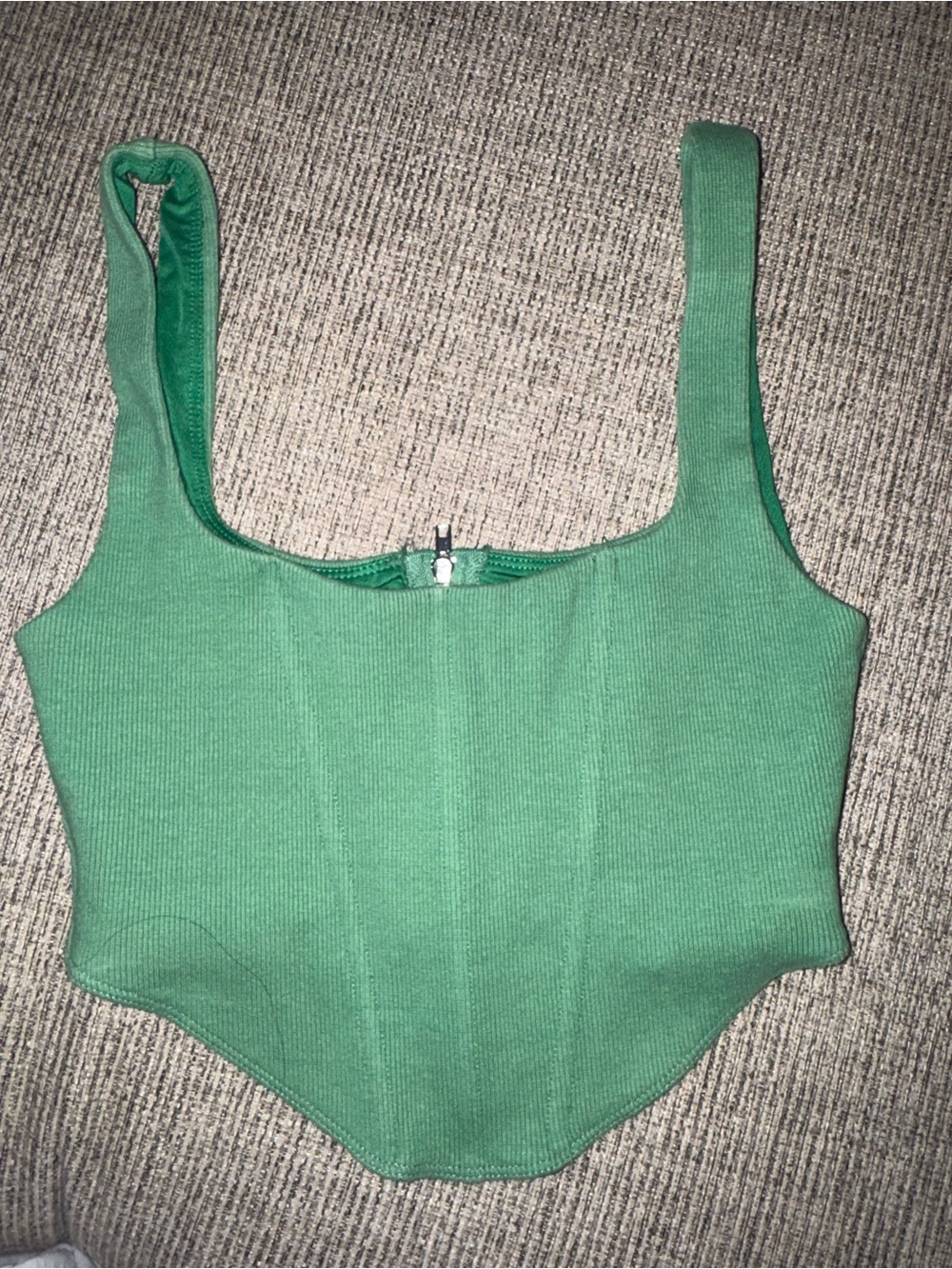 Princess Polly Emerald Ribbed Scoop Corset Crop Tank
